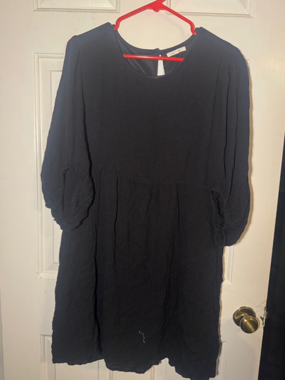 Maurices Black Puff-Sleeve Women's Tunic Dress - Classic Round Neck (XL)